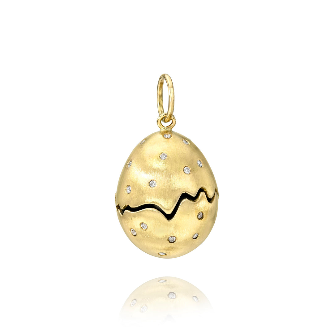 18K Diamond Broken Egg Charm