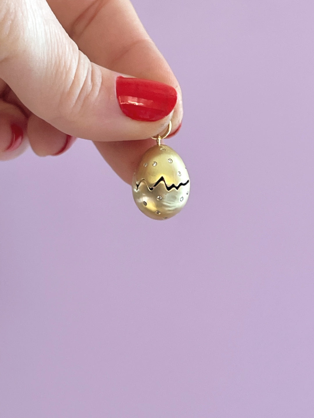18K Diamond Broken Egg Charm