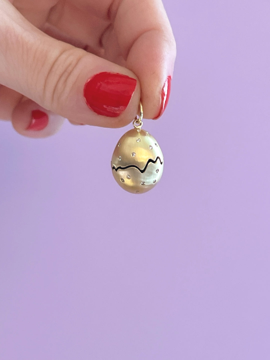 18K Diamond Broken Egg Charm