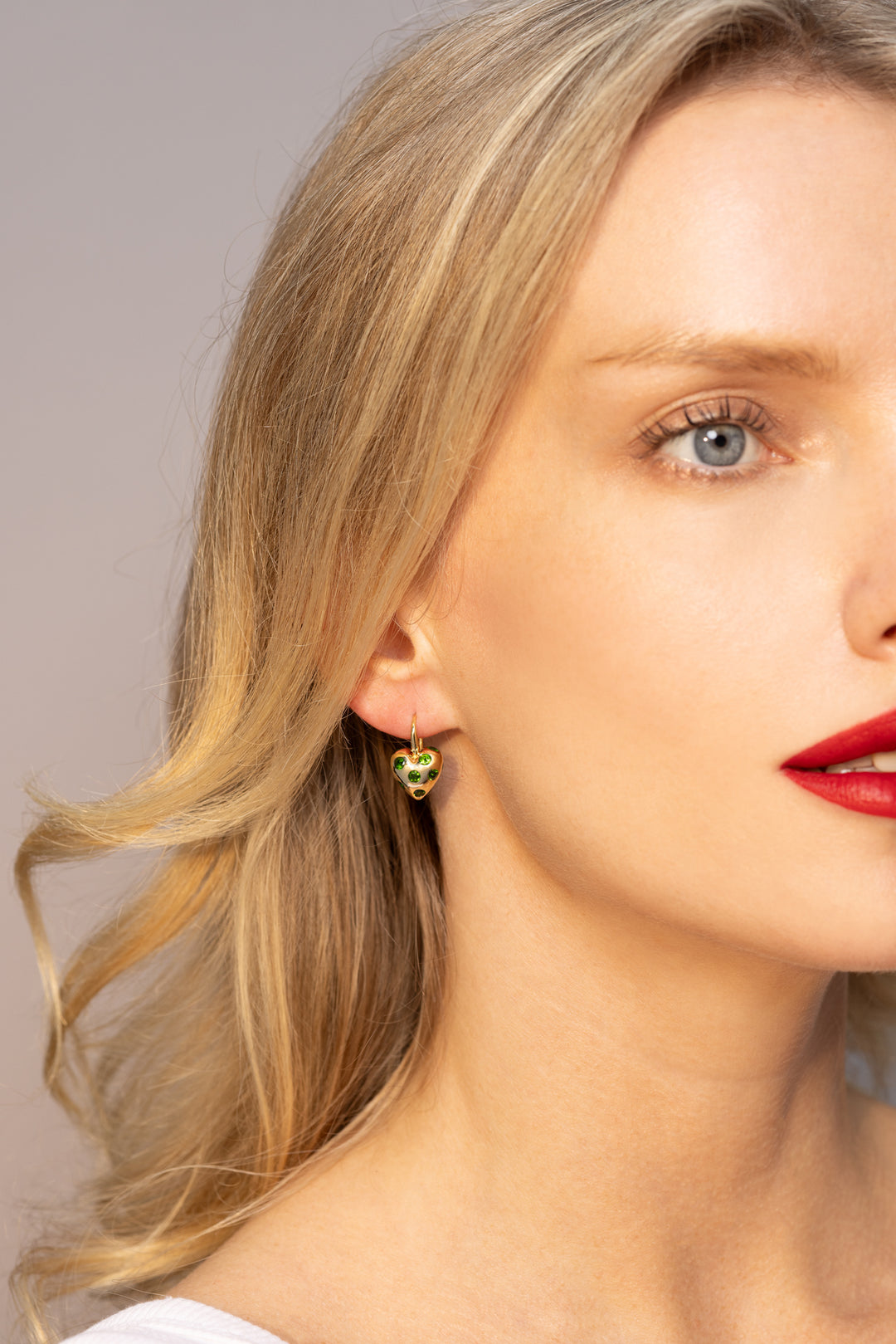 Diopside Polka Dot Heart Earrings