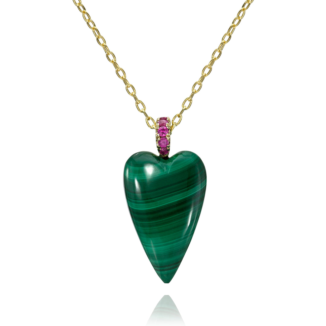 Malachite Heart Drop Necklace