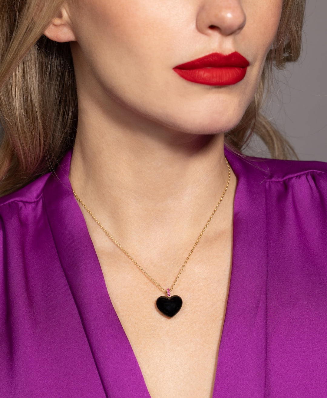 Onyx Heart Dollop Necklace