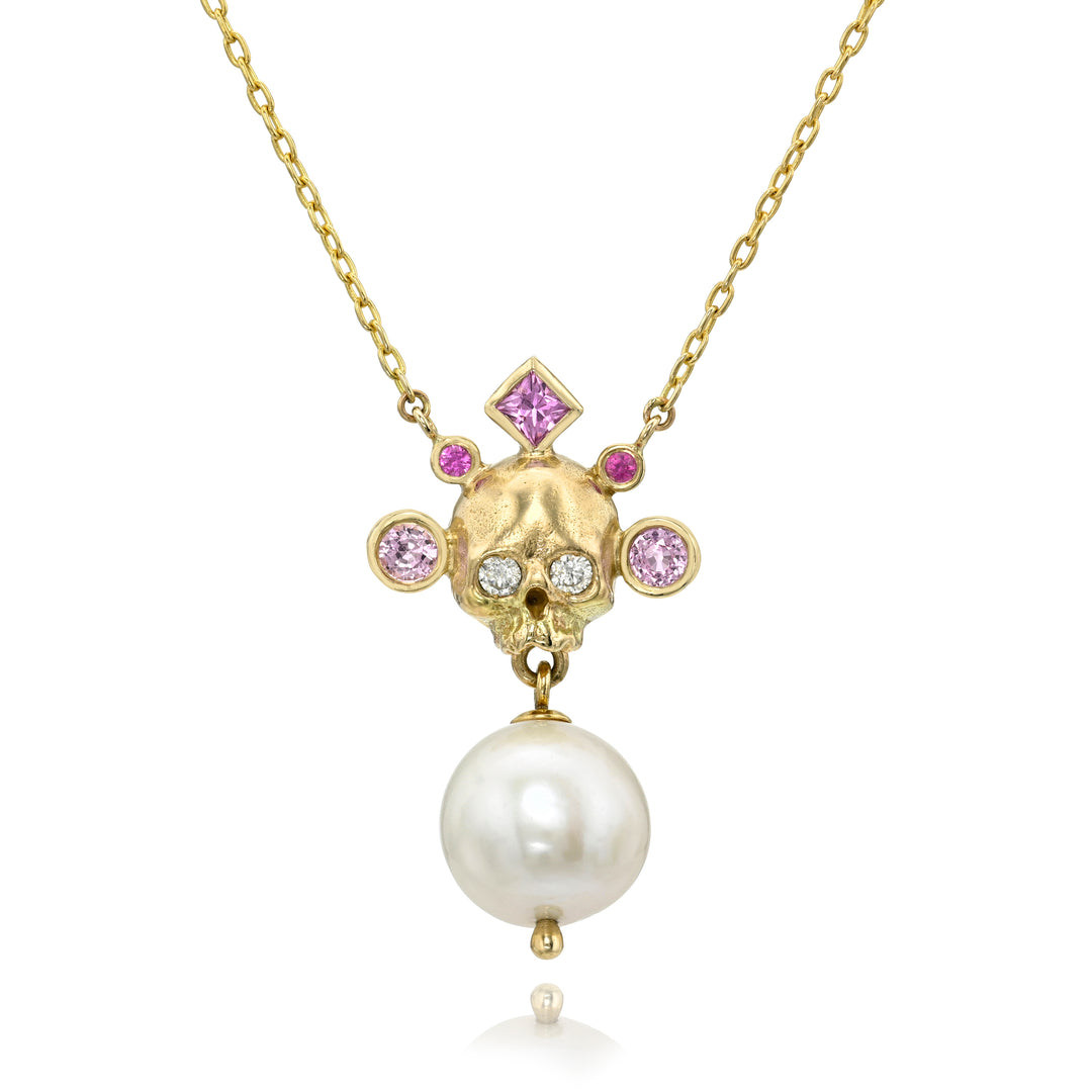 Pretty in Pink Crowned Skull Necklace