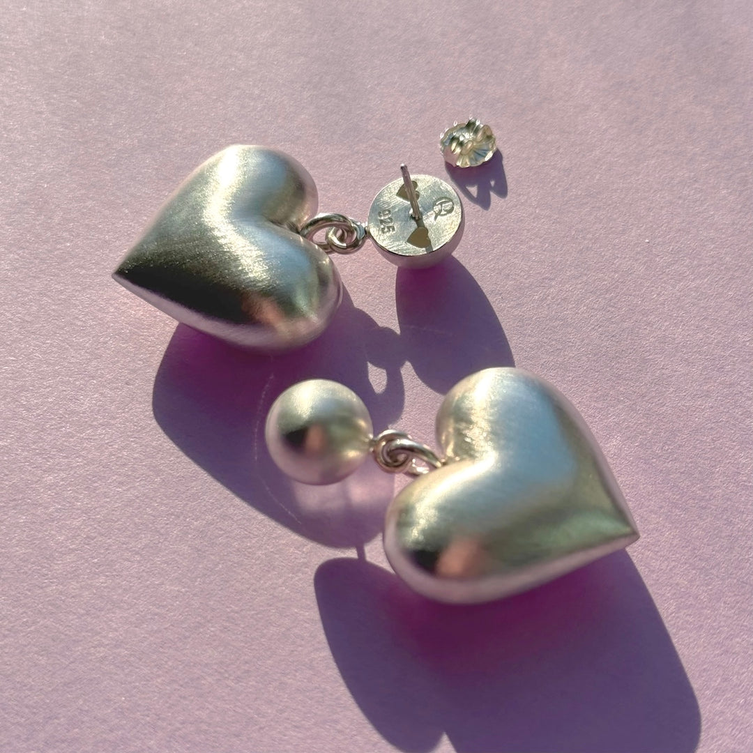 Large Puffed Heart Earrings
