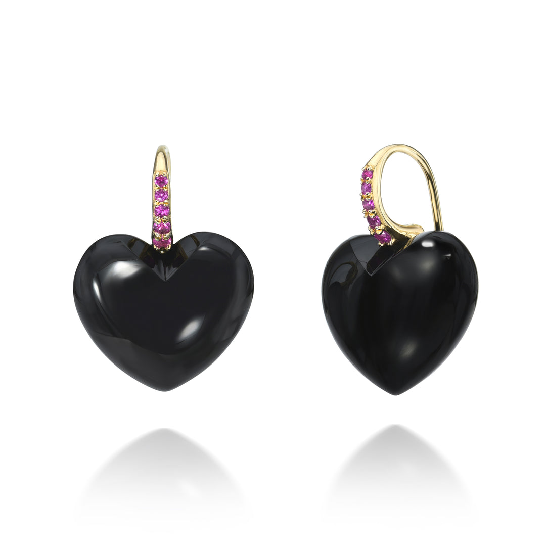 Onyx Heart Dollop Earrings