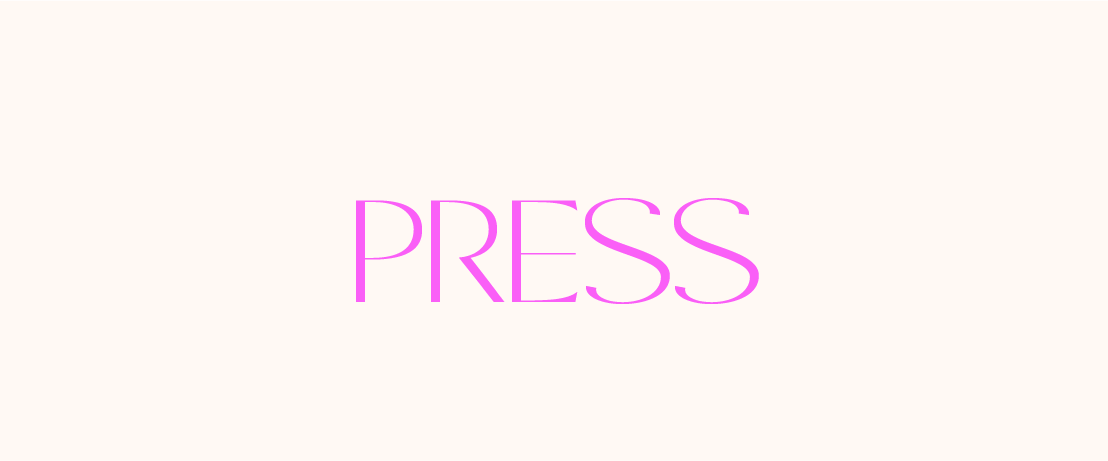 Rachel Quinn Jewelry Press Page Header Image pink text reading PRESS