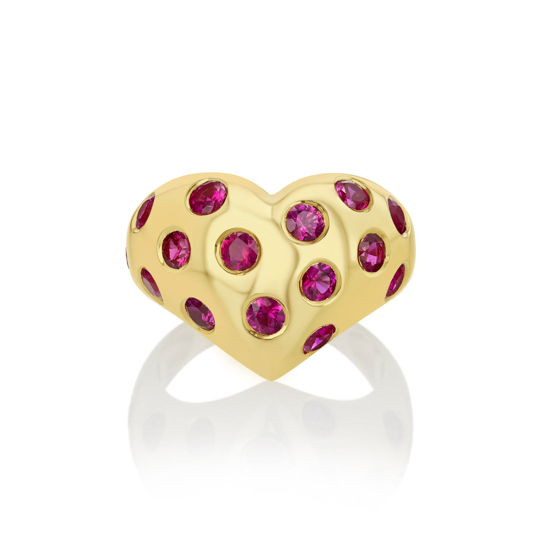 Sapphire Chubby Heart Polka Dot Ring
