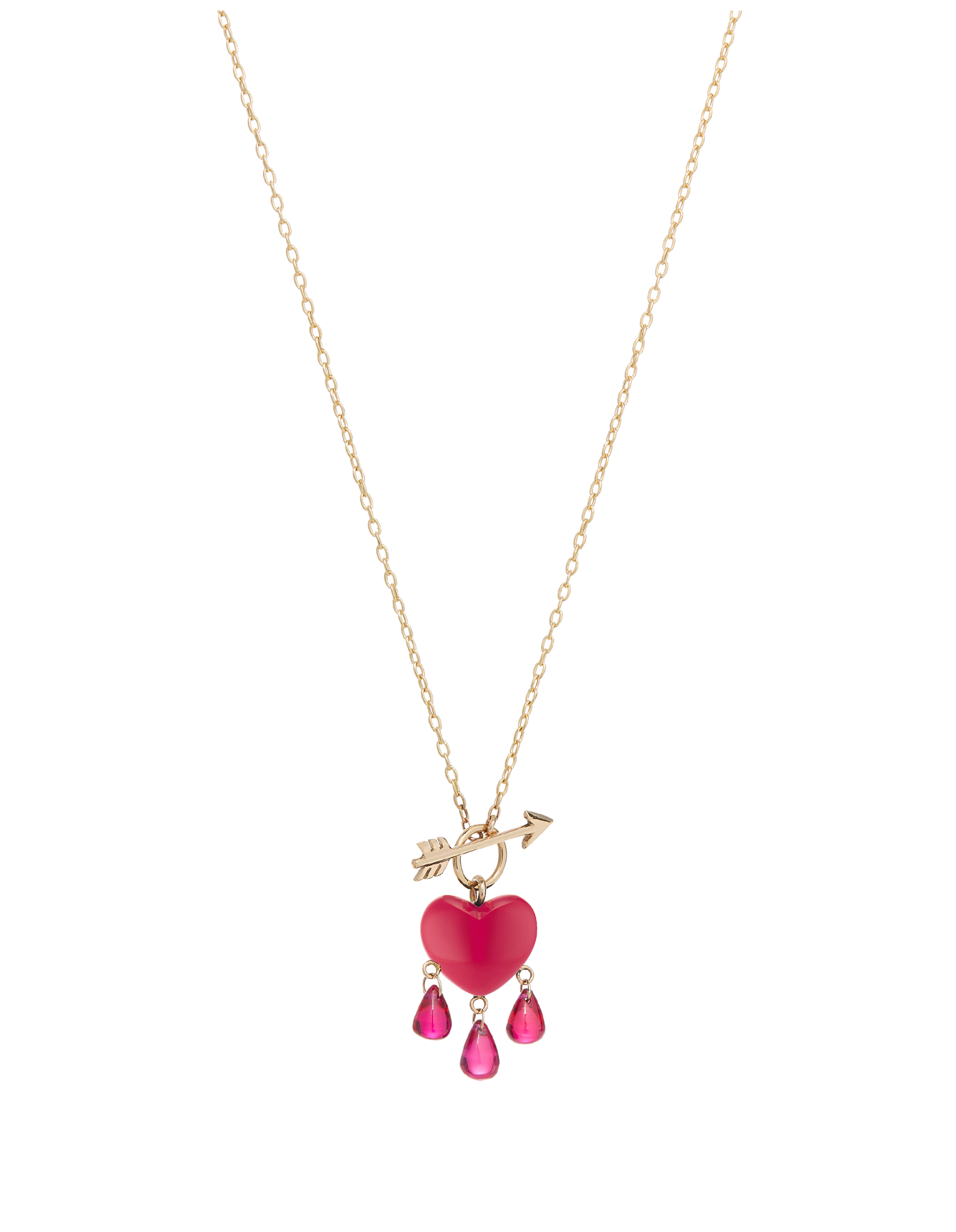 Coral Bleeding Heart Necklace