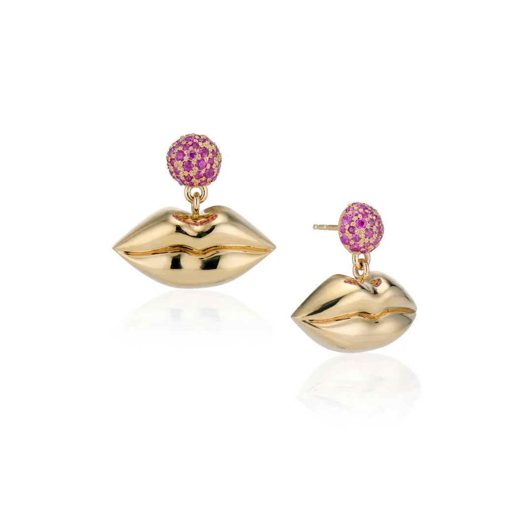 lush lips earrings on a white background