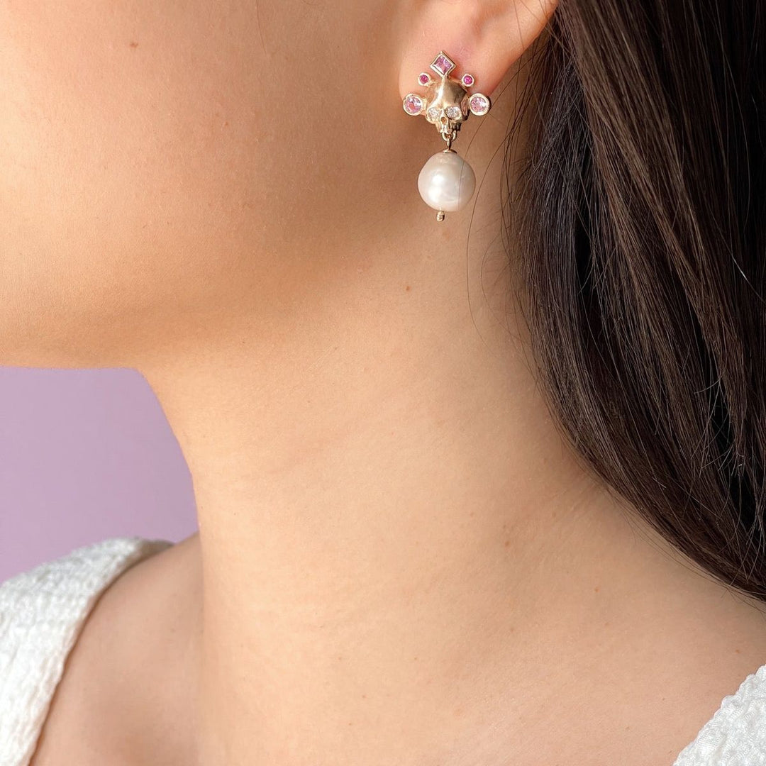 Pretty in Pink Crowned Skull Earrings