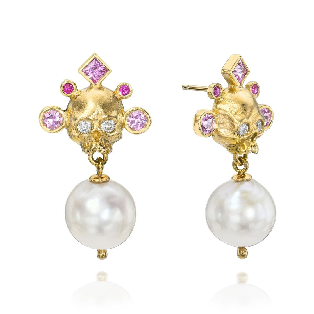 Pretty in Pink Crowned Skull Earrings