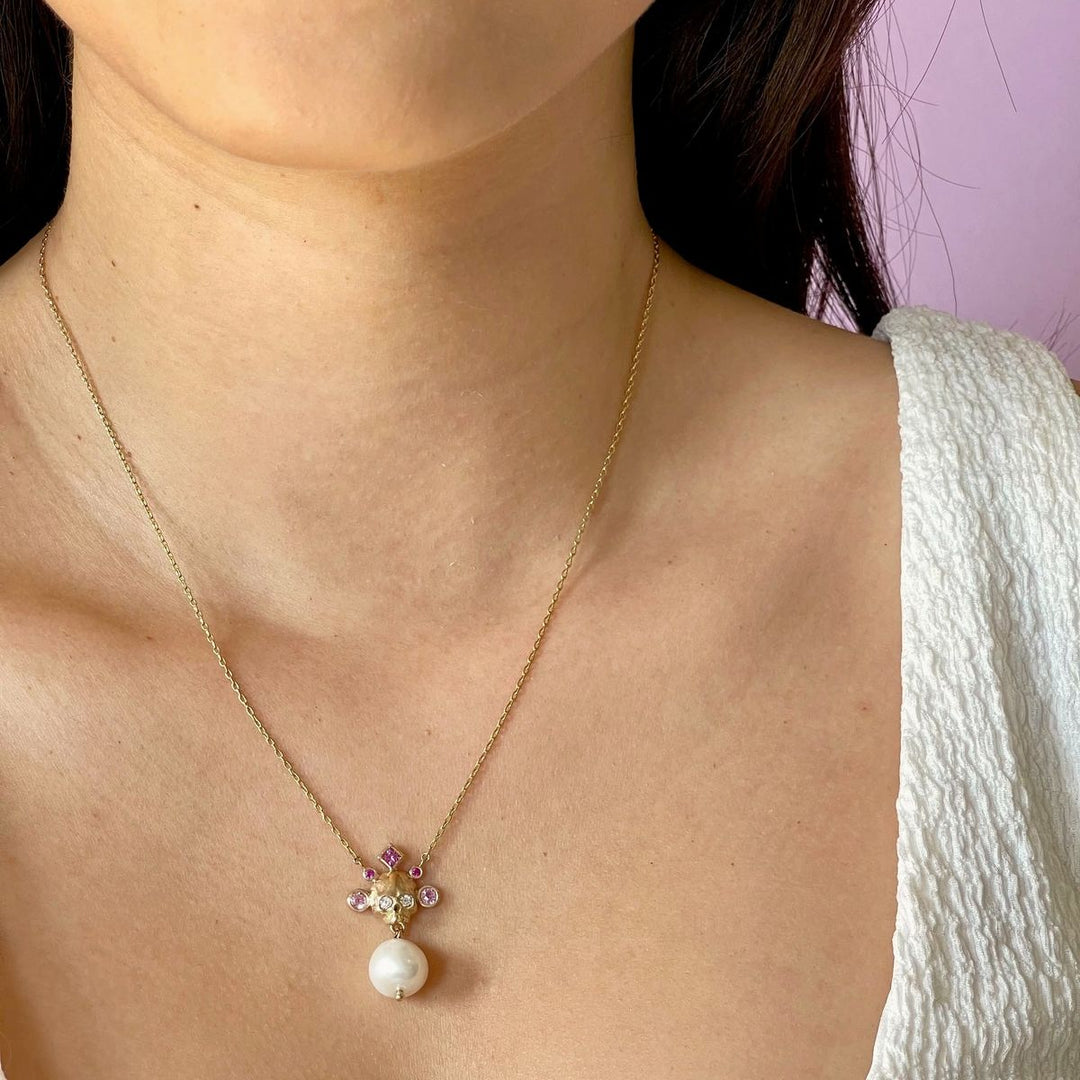 Pretty in Pink Crowned Skull Necklace