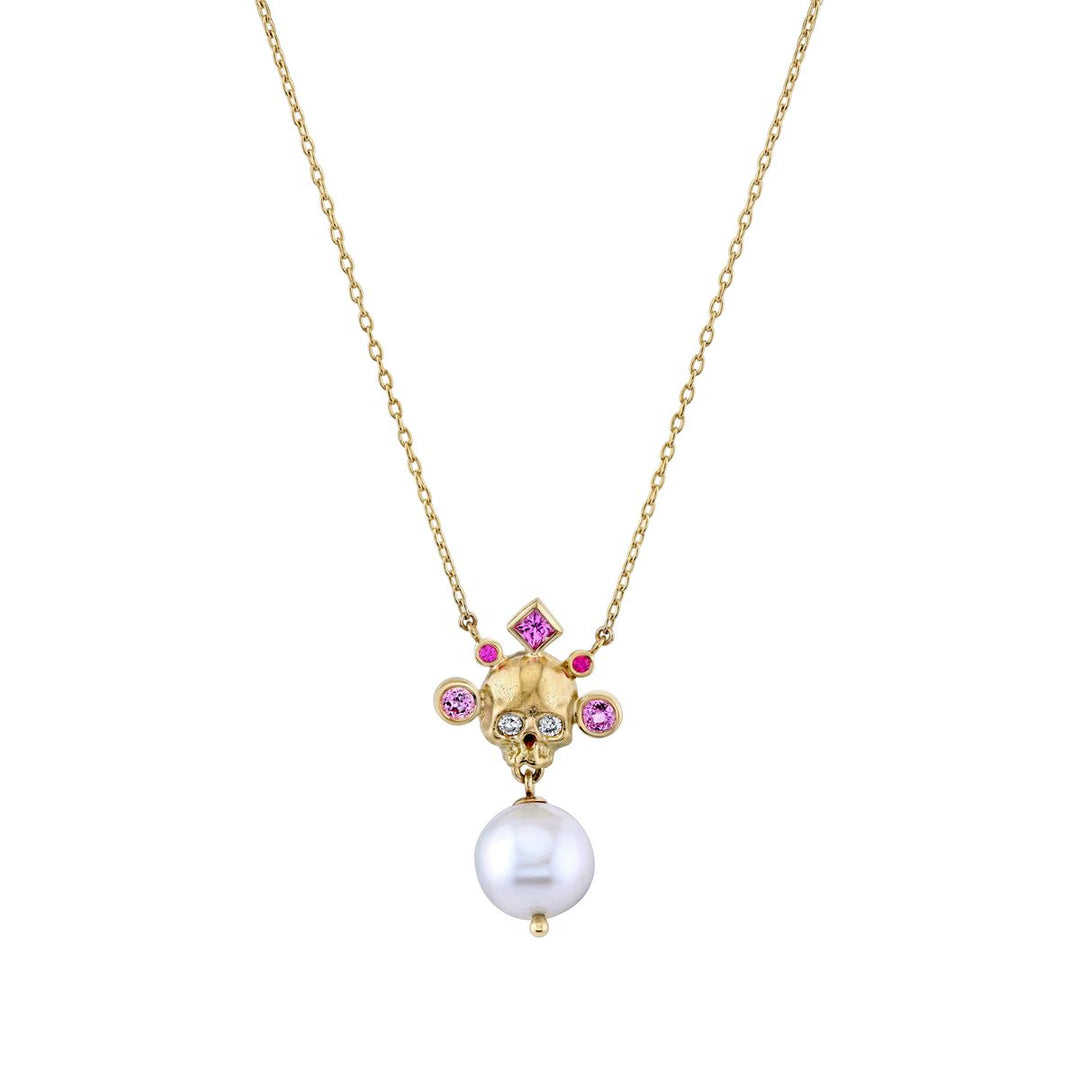 Pretty in Pink Crowned Skull Necklace
