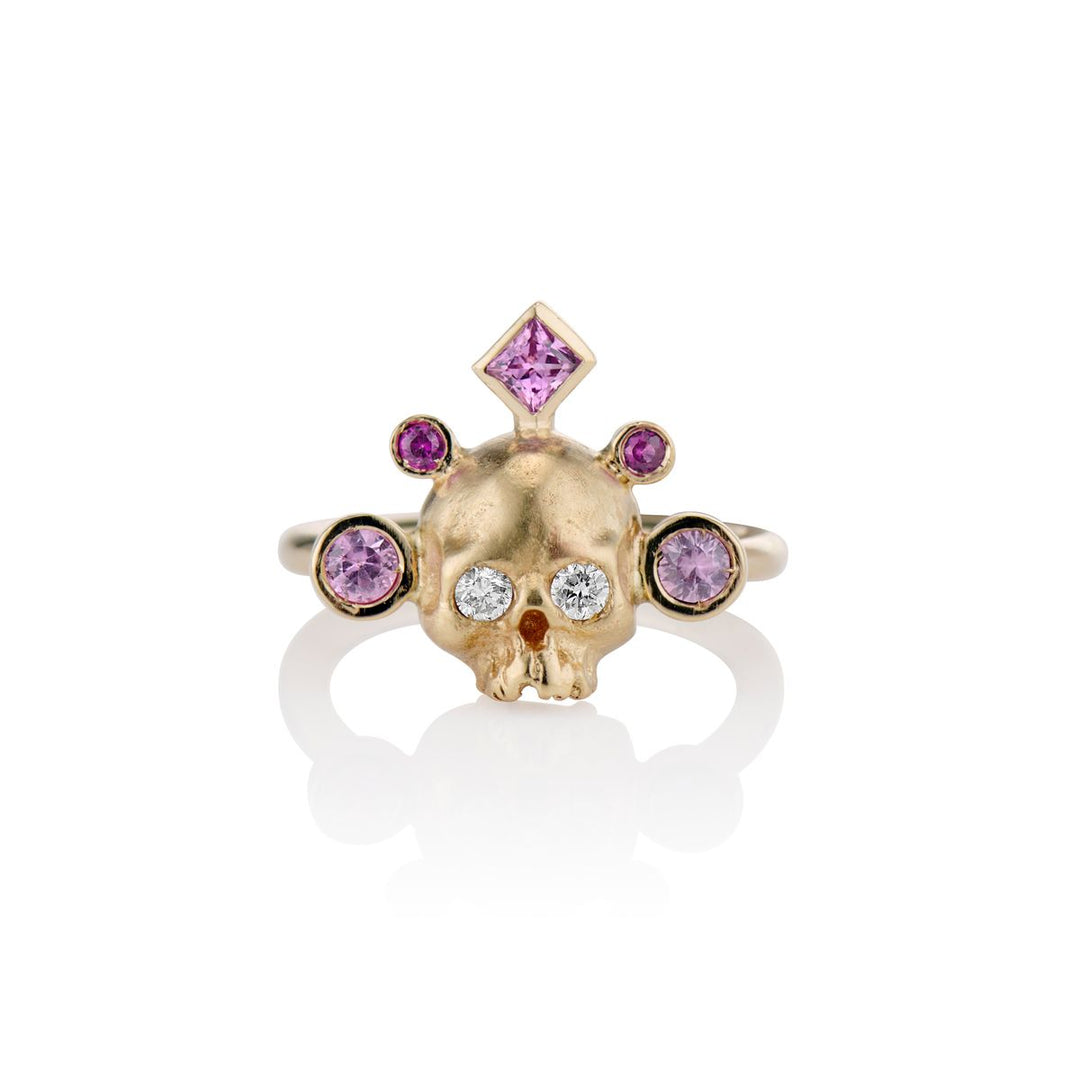 Pretty in Pink Crowned Skull Ring