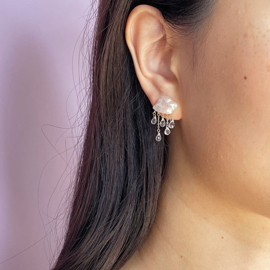 White Monsoon Stud Earrings