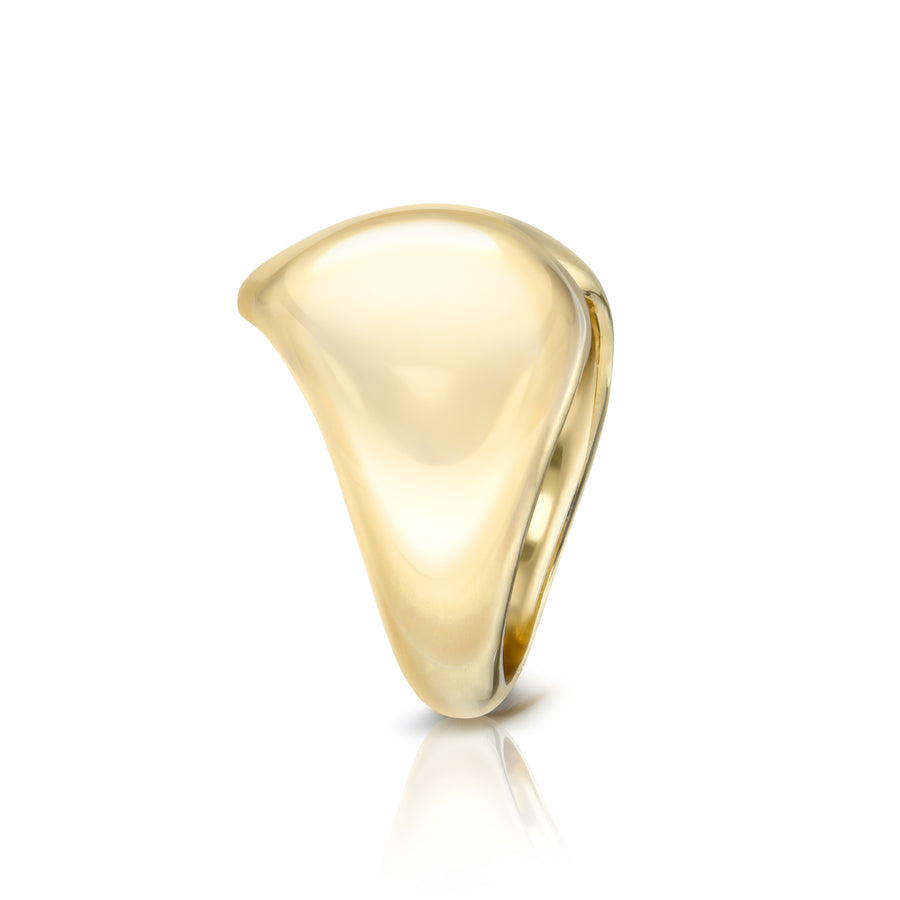 Rachel Quinn Jewelry Chubby Pinky Ring in yellow gold side view.