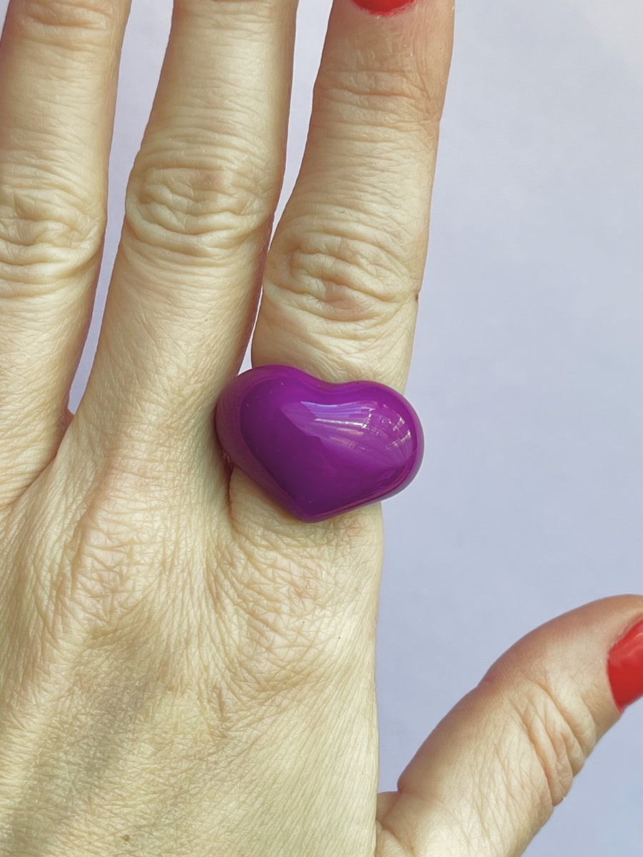 Magenta Candy Heart Ring, size 7