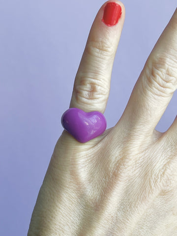 Purple Candy Heart Pinky Ring, size 4