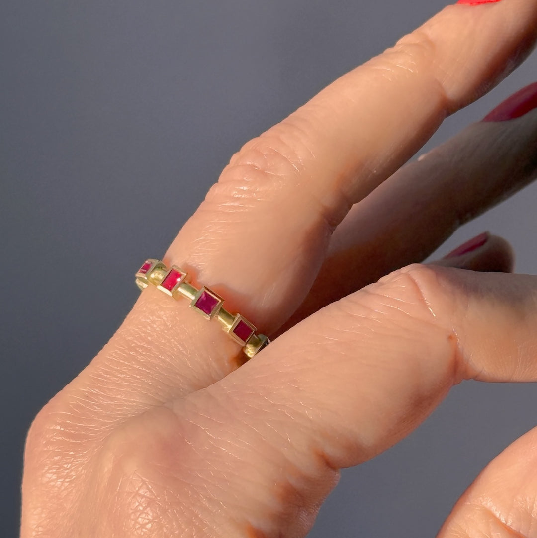 Ruby Cube Eternity Band