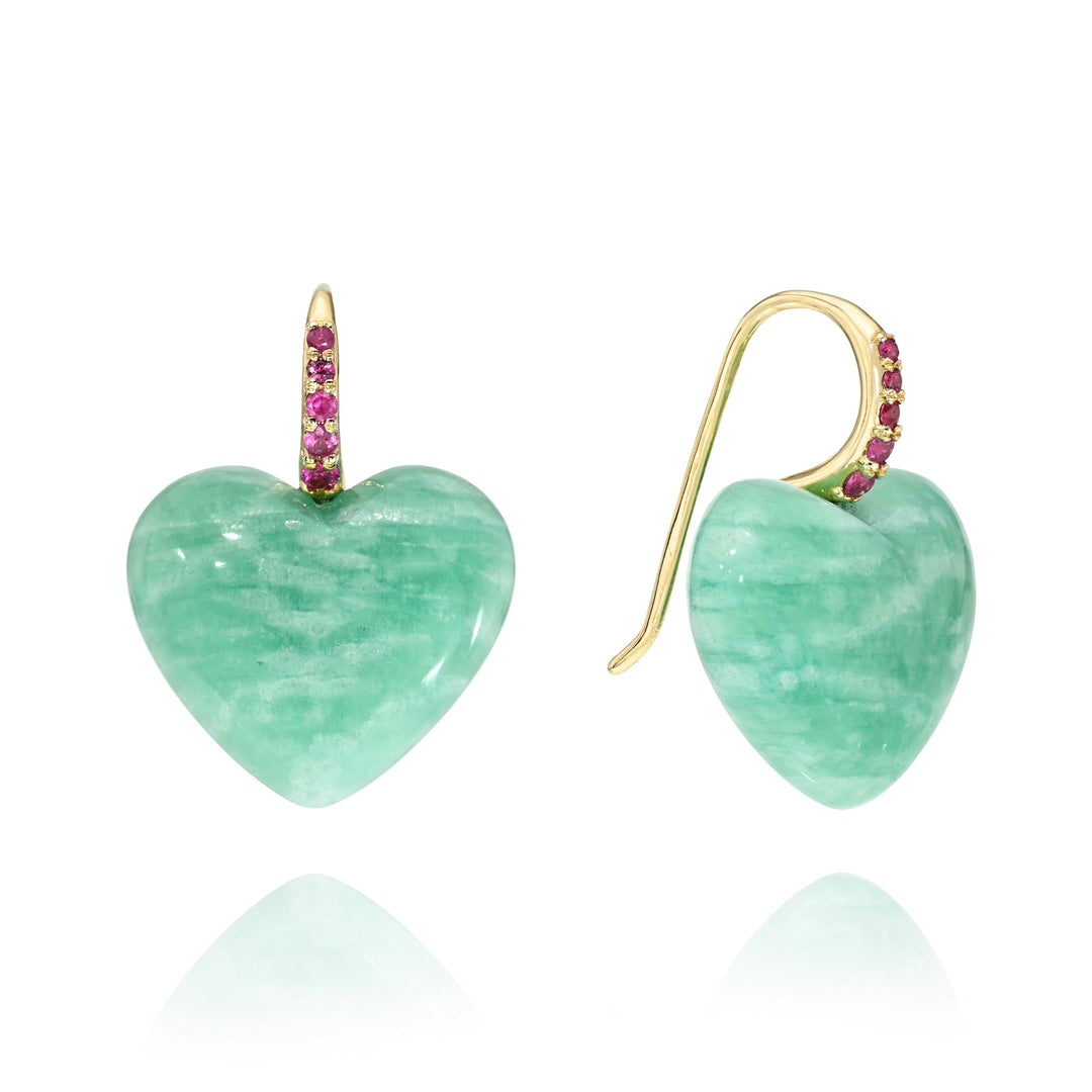 Amazonite Heart Dollop Earrings