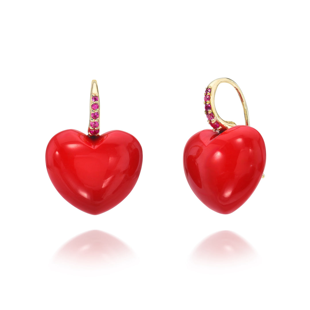 Coral Heart Dollop Earrings