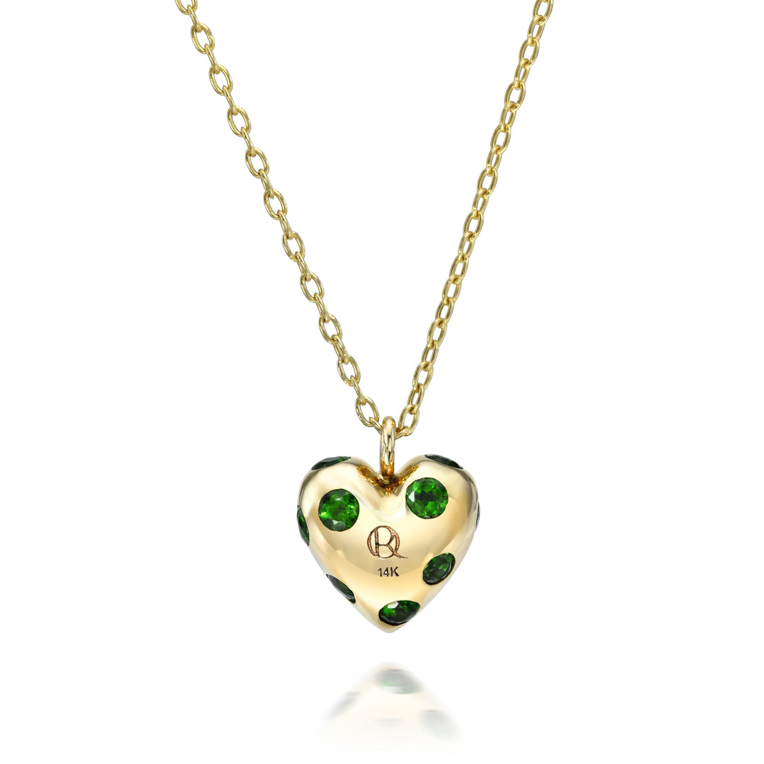 Diopside Polka Dot Heart Necklace