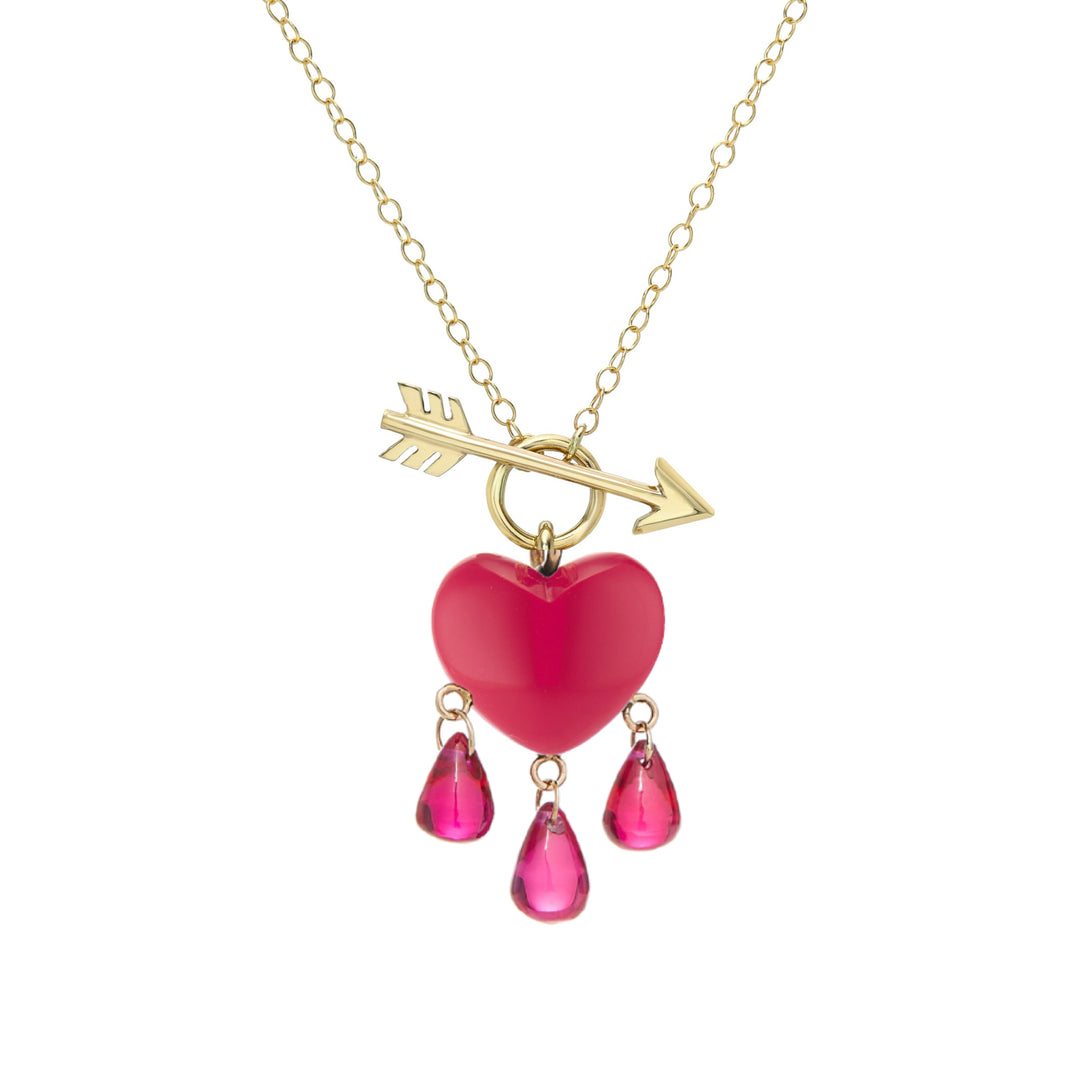 Coral Bleeding Heart Necklace