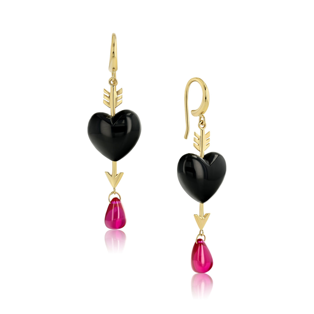 Onyx Through the Heart Earrings