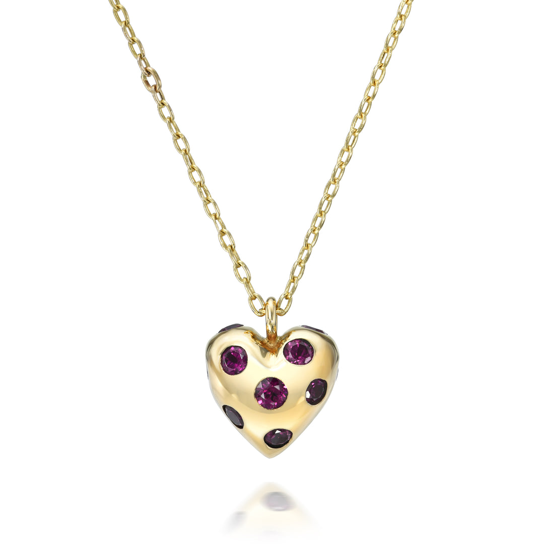 Rhodolite Polka Dot Heart Necklace