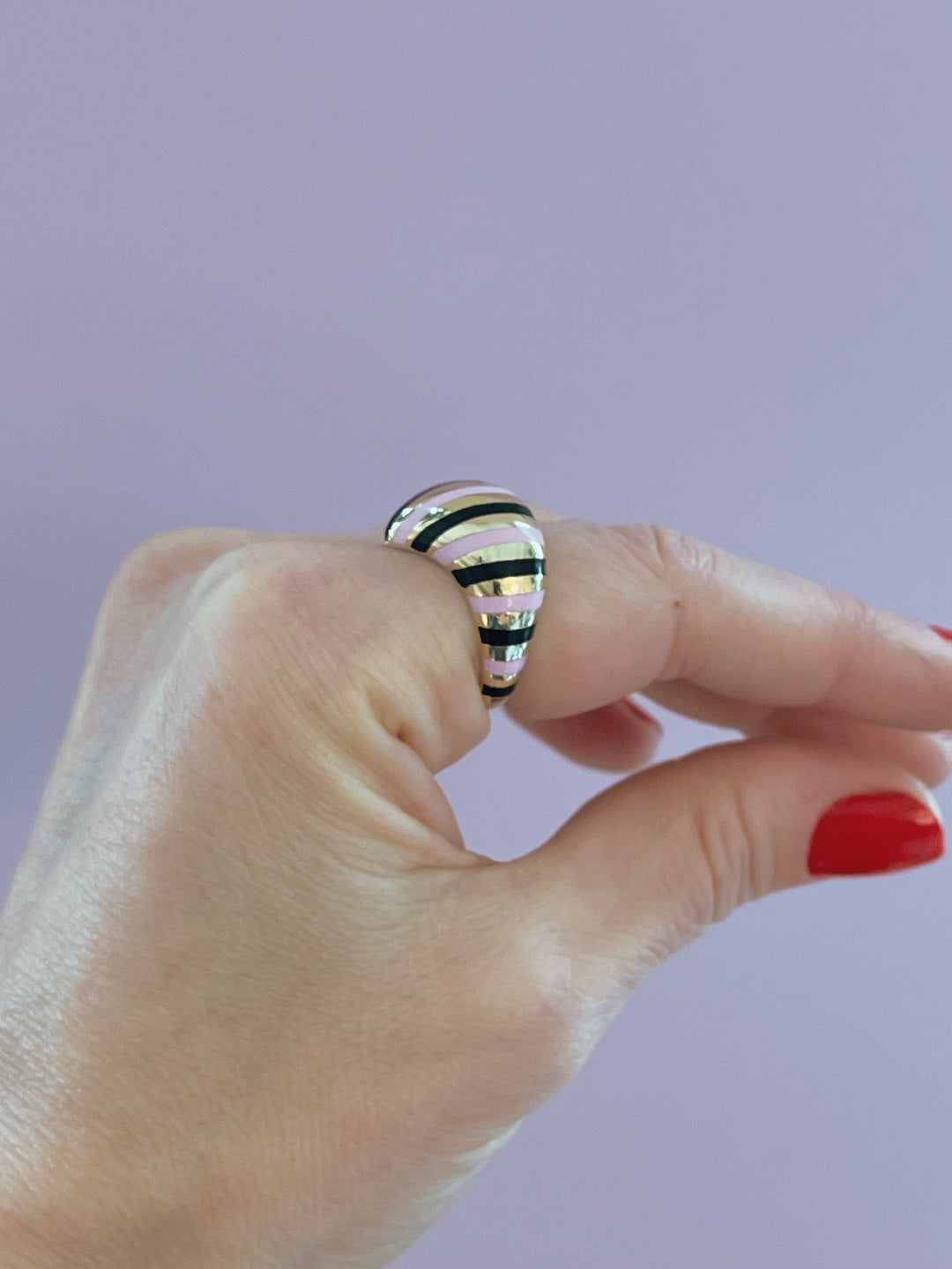 Chubby Heart Striped Ring