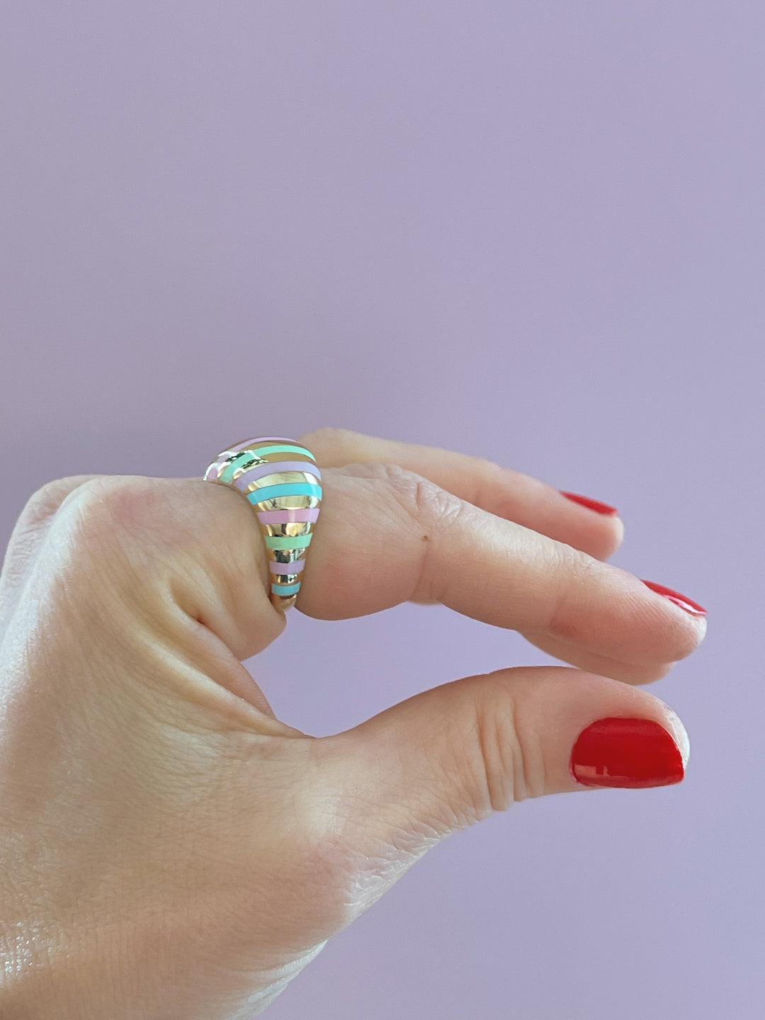 Chubby Heart Striped Ring