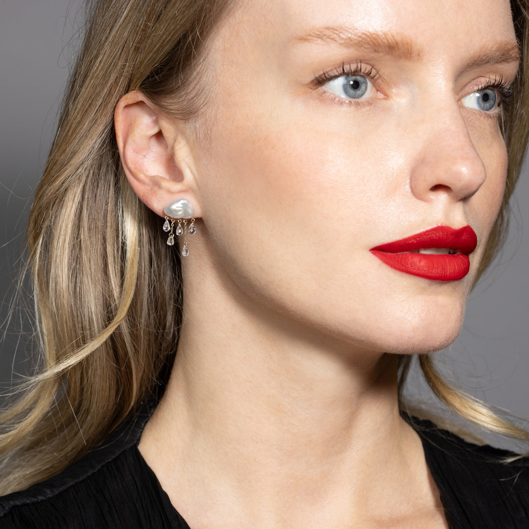 White Monsoon Stud Earrings