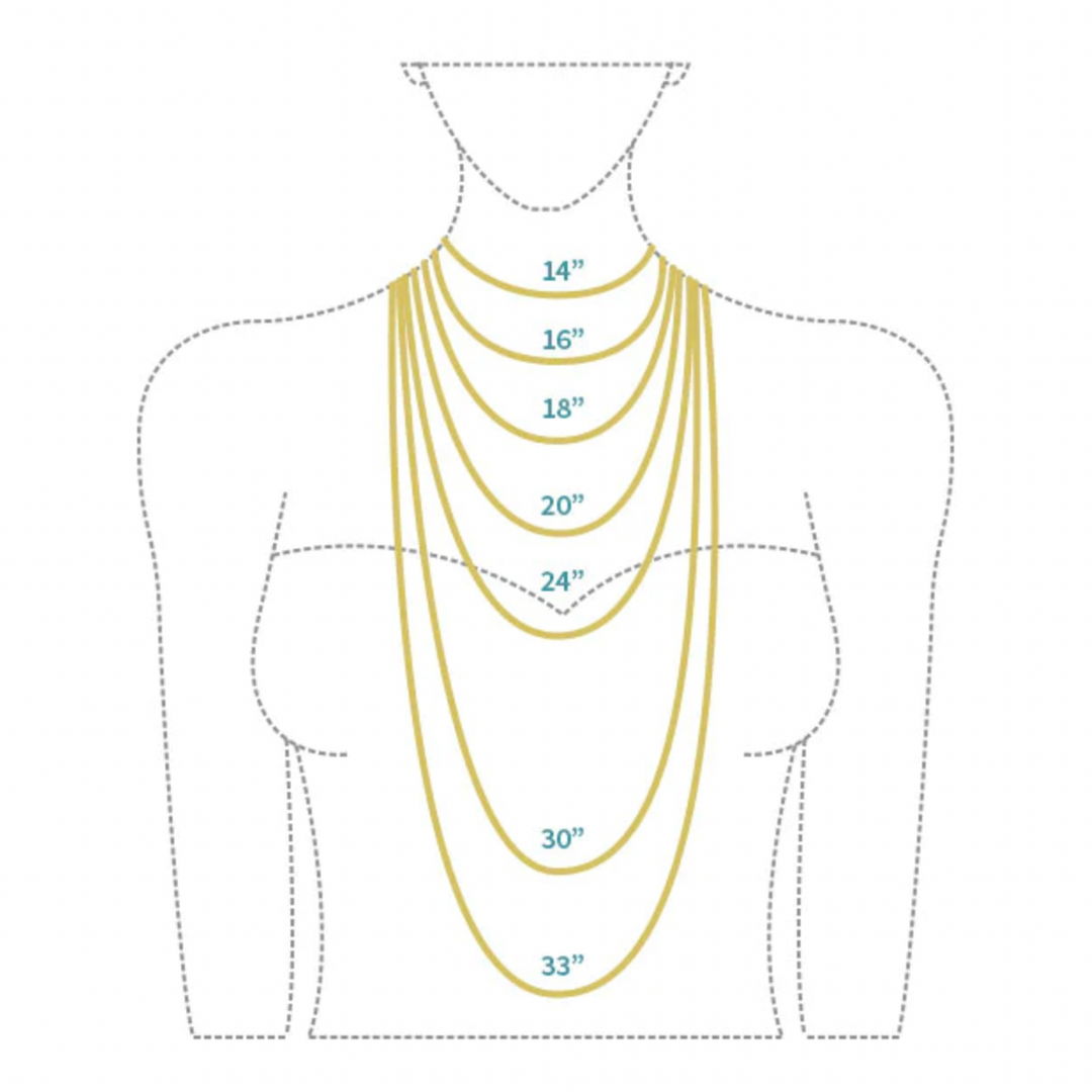 display image of different length necklaces on a body to determine necklace length preference