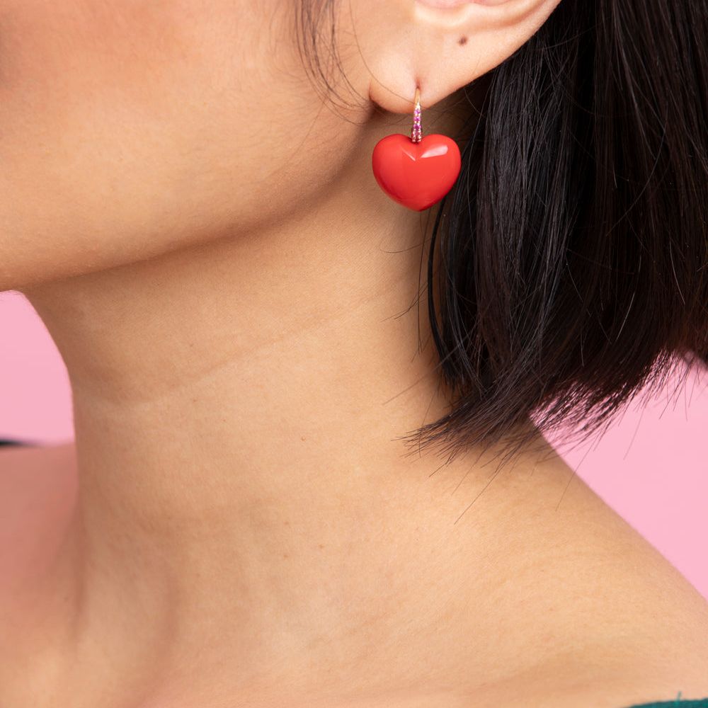 Coral Heart Dollop Earrings